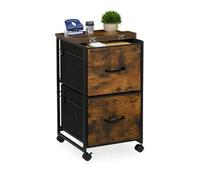 Shein Relaxdays Cajonera Oficina con Ruedas 2 Cajones Archivador Colgante Diseño Industrial 68x40x40 cm Negro Marrón