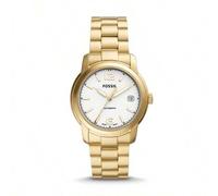 Shein Reloj automático de moda para mujer Fossil Heritage ME3226, pulsera de acero inoxidable dorada y esfera blanca de 38 mm, para usar en la vida diaria,