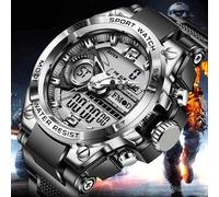 Shein Reloj De Cuarzo Electrónico De Doble Pantalla Con Múltiples Funciones, Luz Nocturna, Adecuado Para Negocios Y Deportes Al Aire Libre, Diseño Nuevo