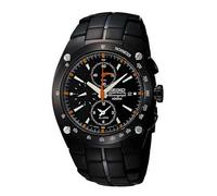 Shein Reloj de cuarzo para hombre Seiko, esfera negra, material de acero inoxidable, estilo deportivo, adecuado para uso diario, SNA595J1, resistente al agu