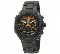 Shein Reloj de cuarzo para hombres Orient, FTV00006B0, acero inoxidable, esfera negra, adecuado para uso diario en un estilo deportivo y casual