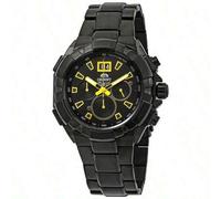 Shein Reloj de cuarzo para hombres Orient, FTV00007B0, acero inoxidable, esfera negra, adecuado para uso diario en un estilo deportivo y casual