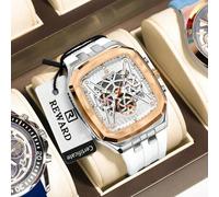 Shein Reloj de cuarzo para hombres REWARD, estilo de negocios con calendario, manecillas luminosas y funciones multi-propósito. Diseño clásico con correa de