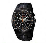 Shein Reloj de cuarzo para hombres Seiko, esfera negra, material de acero inoxidable, deportivo, adecuado para uso diario, SNA595J1, resistente al agua 100M