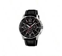 Shein Reloj de hombre de la serie ESTÁNDAR con movimiento de cuarzo a prueba de agua, correa, esfera negra, reloj japonés y coreano MTP-1374L-1A