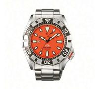 Shein Reloj de hombre M-Force Bravo Automático con esfera naranja y correa de acero inoxidable, estilo deportivo casual y de moda, adecuado para deportes di
