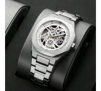 Shein Reloj de moda para hombre con correa de aleación, dial redondo hueco con rhinestones, impermeable y con escala luminosa, reloj de cuarzo para hombres