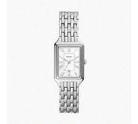 Shein Reloj de mujer Fossil Raquel de cuarzo con acero inoxidable, serie cuadrada, caja de acero inoxidable/esfera de cristal, diámetro de caja de 26 mm