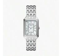 Shein Reloj de mujer Fossil Raquel de cuarzo con acero inoxidable, serie cuadrada, caja de acero inoxidable/esfera de cristal, diámetro de caja de 26 mm