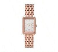 Shein Reloj de mujer Fossil Raquel de cuarzo con acero inoxidable, serie cuadrada, caja de acero inoxidable/esfera de cristal, diámetro de caja de 26 mm
