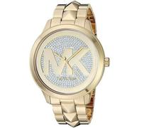 Shein Reloj de mujer Michael Kors LENNOX de tono dorado con cuarzo, esfera negra con logotipo MK, de acero inoxidable, adecuado para uso diario, fiesta, rop