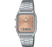 Shein Reloj de pulsera CASIO Collection - AQ-230A-4AMQYES correa color: Gris plata Dial Rojo salmón Unisex