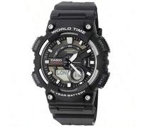 Shein Reloj deportivo de moda analógico digital para hombre AEQ-110W-1A con batería de 10 años, correa de resina, esfera redonda plateada, multifunción, cal