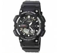 Shein Reloj deportivo de moda analógico digital para hombres AEQ-110W-1A con batería de 10 años, correa de resina, esfera redonda plateada, multifunción, ca