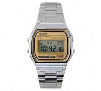 Shein Reloj digital deportivo de moda para hombre/mujer A168WA-1, reloj cuadrado con correa de acero inoxidable retro, calendario, alarma y cronómetro, resi