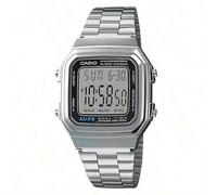 Shein Reloj digital deportivo de moda para hombre/mujer A168WA-1, reloj cuadrado con correa de acero inoxidable retro, calendario, alarma y cronómetro, resi