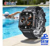 Shein Reloj inteligente militar resistente al agua hasta 5 ATM para hombre (contestación/marcación de llamadas), con brújula, pantalla de 2,02 pulgadas, mon