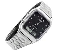 Shein Reloj Retro Vintage Plateado Digital Original Casio AQ-230A-1D Nuevo