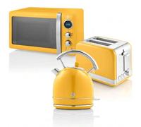 Shein Retro Set Desayuno Hervidor Agua 1,8L, ✅Envíos 24/48h ✅ Tostadora 2 Rebanadas, Microondas Digital 20L, Vintage, SWAN, STRP2070YELNEU, Amarillo
