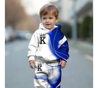 Shein Rey, Llama Azul, Apasionado, Fuerza de Vida Conjunto de sudadera con capucha y pantalón de punto suave y cómodo para niño pequeño