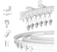 Shein Riel de cortina curvo; Riel de cortina flexible y doblable de 2 m/3 m/4 m/5 m de color blanco para montar en techo o pared; Sistema de riel de cortina