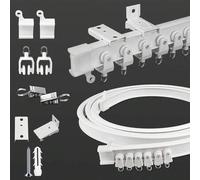 Shein Riel de cortina flexible, riel de cortina deslizante flexible y curvado para montar en techo o pared con ganchos de acero inoxidable, de 2 m/3 m/4 m/5