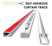 Shein Riel para cortinas autoadhesivo, tipo de pegamento sin necesidad de perforar, adecuado para techos o paredes lisas, armarios, marcos de puertas y vent