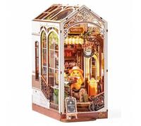 Shein Rincón de lectura Rolife Holiday Café: minicasa DIY con luz LED cálida, montaje sin pegamento, decoración de estantería, regalo creativo para adolesce