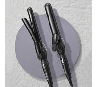 Shein Rizador de cabello CRASTS, 32mm y 25mm, Tenacilla con ajuste de temperatura, Plancha de pelo, Color negro y rosa, Estilizador de cabello HC-049, Adecu