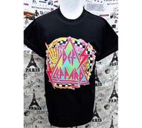 Shein Rock & Roll Vibes - Vibrant Def Leppard T-Shirt with Distinctive Checkerboard Art
