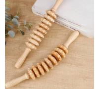 Shein Rodillo de masaje de madera, rodillo de masaje manual, adecuado para moldeado corporal, drenaje linfático, reducción de celulitis; rodillo muscular de