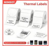 Shein Rollo de etiquetas térmicas Niimbot blancas transparentes autoadhesivas, papel de etiqueta de brecha térmica para impresora de etiquetas Niimbot B1/B2