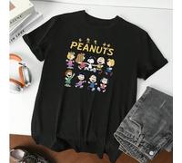 Shein Ropa de hombre de manga corta con el diseño enérgico de y sus amigos de Peanuts bailando. Patrones de dibujos animados lindos que te hacen ver talla