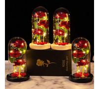 Shein Rosa de flor artificial de San Valentín/día de la Madre/de graduación con una cúpula de vidrio iluminada - Tres rosas rojas, un regalo para mujeres, m