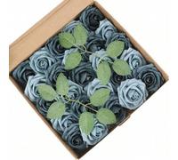 Shein Rosas de flores artificiales, 7/12/17/22/27 piezas de rosas de espuma de tacto real para ramos de boda, fiesta, baby shower, decoración del hogar