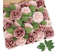 Shein Rosas de flores artificiales, 7/12/17/22/27 piezas de rosas de espuma de tacto real para ramos de boda, fiesta, baby shower, decoración del hogar, Sa