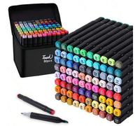 Shein Rotuladores de alcohol, 24/48/60/80/120 colores con punta doble, rotuladores permanentes de arte para adultos para colorear, ilustraciones, bocetos a