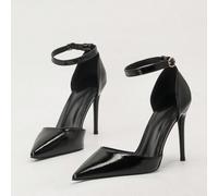 Shein Sandalia de tacón alto y puntera fina con diseño minimalista y calado, estilo europeo y americano para otoño/invierno 2025. Elegante, zapatos de tacón