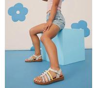 Shein Sandalia plana de gladiador multicolor con tiritas y punta abierta - estilo alegre, divertido y cómodo, los talla grande vendidos para niños
