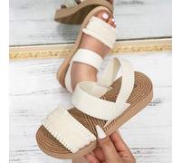 Shein Sandalias anchas con volantes nuevas de primavera/verano (2 tallas talla grande anchas que lo regular), adecuadas para Europa, Oriente Medio, sandalia
