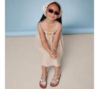 Shein Sandalias blancas con tiras múltiples y mariposa de cristal para niñas #ButterflyBloom - Elegancia brillante, fácil de usar y cómoda.