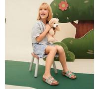 Shein Sandalias con plantilla de corcho con diseño de arcoíris con brillos, aprobadas por princesas - Sandalias acolchadas para vestirse de princesa en vaca