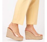 Shein Sandalias de cuña para mujer con tiras transparentes anchas y plataforma alta de esparto. Ideales para jóvenes estudiantes y para usar durante todo el