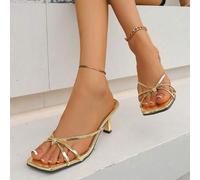 Shein Sandalias de dedo abiertas ligeras, uso exterior de moda, combinan con faldas, tacones altos de verano con diseño de garra, para uso diario