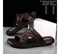 Shein Sandalias de goma para hombre, tipo chanclas de playa con suela gruesa, punta abierta y transpirables. El tamaño es talla grande pequeño de lo normal.