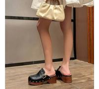 Shein Sandalias de plataforma con estilo de turbante retro, 2025 Nueva suela gruesa para usar en la playa para mujer