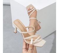 Shein Sandalias de plataforma con talón grueso, punta abierta, decoradas con cristales, cómodas para uso diario casual, para compras al aire libre y reunion