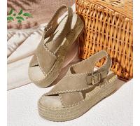 Shein Sandalias de plataforma y cuña de cuerda tejida para mujer, estilo de vacaciones BOHO Chic, atuendo retro de música country americana para festival