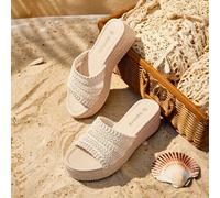 Shein Sandalias de plataforma y cuña de cuerda trenzada para mujer, estilo de vacaciones BOHO Chic, atuendo retro de música country americana para festival