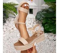 Shein Sandalias de plataforma y cuña de cuerda trenzada para mujer, estilo de vacaciones BOHO Chic, atuendo retro de música country americana para festival
